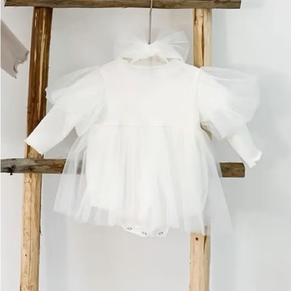 White Tulle Baby Dress Romper